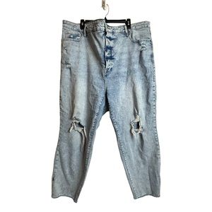 Old Navy Higher High Rise OG Straight Light Wash Distressed Jeans Womens Size 24